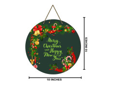 Webelkart® Premium Merry Christmas and Happy New Year Printed Wall Hanging/Door Hanging for Home and Christmas Decorations Items (10 Inches)