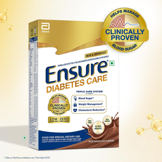 Ensure Diabetes Care Chocolate 950gm |Support Blood Sugar, Weight Management, Cholestrol Reduction |High Protein, High Fibre, 4 Myo-inositol |Zero Added Sucrose