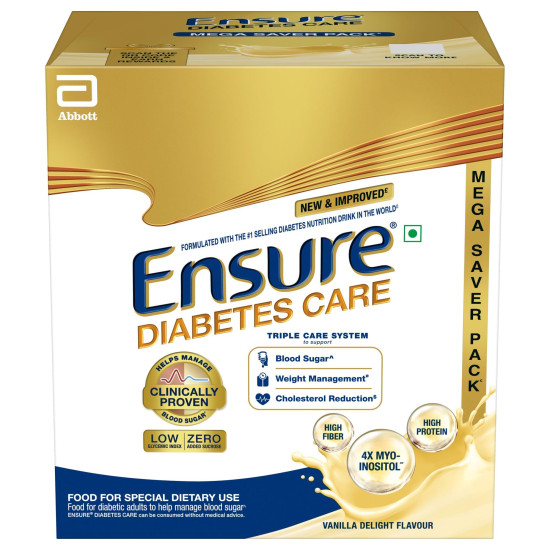Ensure Diabetes Care Vanilla 1900gm|Support Blood Sugar, Weight Management, Cholestrol Reduction |High Protein, High Fibre, 4 Myo-inositol |Zero Added Sucrose