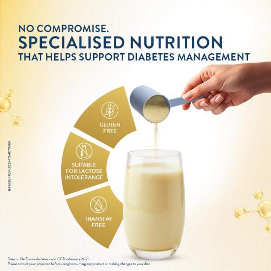 Ensure Diabetes Care Vanilla 1900gm|Support Blood Sugar, Weight Management, Cholestrol Reduction |High Protein, High Fibre, 4 Myo-inositol |Zero Added Sucrose