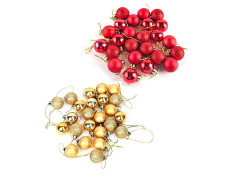 VRB Dec™ 24 Pcs Christmas Balls Ornaments Shatterproof Gold Xmas Trees Parties Decorations Balls for Holiday Wedding Party Decoration,with Hanging Hole (Golden & Red Mix 4 Cm)