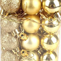 VRB Dec™ 24 Pcs Christmas Balls Ornaments Shatterproof Gold Xmas Trees Parties Decorations Balls for Holiday Wedding Party Decoration,with Hanging Hole (Golden & Red Mix 4 Cm)