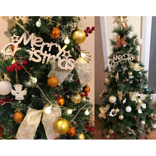 VRB Dec™ 24 Pcs Christmas Balls Ornaments Shatterproof Gold Xmas Trees Parties Decorations Balls for Holiday Wedding Party Decoration,with Hanging Hole (Golden & Red Mix 4 Cm)