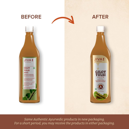 Jiva Giloy Tulsi Juice - 1Liter (Pack of 2) | 100% Pure & Natural | Immunity Booster | Help to Purifies Blood