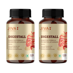 Jiva Digestall Tablet 500mg | 100% Ayurvedic Digestive Formulation | Balances Vata & Pitta | Helpful In Indigestion, Bloating, Acidity, Constipation, Diarrhea & Heavy Stomach- 120 Tablets (Pack Of 2)