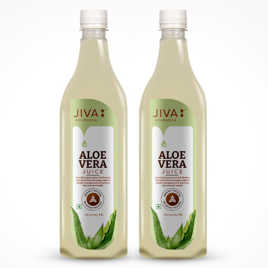 Jiva Aloe Vera Juice - 1000ml (Pack of 2) | For Adults Boosts Immunity and Digestion | Natural for Skin Care | No Added Sugar | Ayurvedic Health Juice