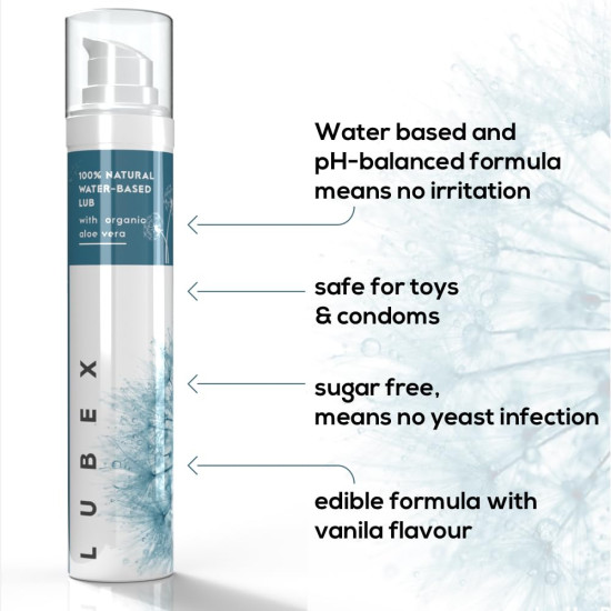 Lubex Natural Lubricant Gel (Water-Based) Natural Lube with Aloe Vera for Her, Him & Couples - Vanilla Flavour - 50gm