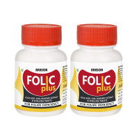 Bakson Folic Plus Tablet | Helps Maintain Brain Health & Immune System |Fight Against Iron Deficiency | 30 Tablet (Pack of 2)