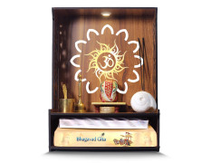 Heartily® Roli Beautiful Wooden Pooja Mandir for Home and Office, Wall Mounted Temple with LED Spot Light, Size (H- 15.5, L- 11.5, W-11 in)