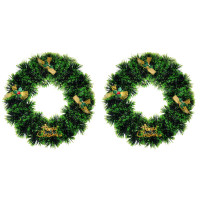 HOME GENIE Christmas Wreath for Door and Decoration | Wreath Rings for Decoration | Wreath Decoration for Xmas | Wreath Decoration Item - Pack of 2 (Green)