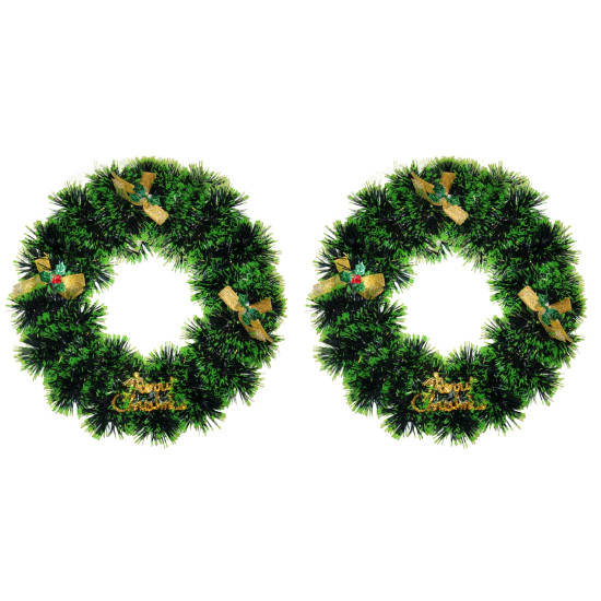 HOME GENIE Christmas Wreath for Door and Decoration | Wreath Rings for Decoration | Wreath Decoration for Xmas | Wreath Decoration Item - Pack of 2 (Green)