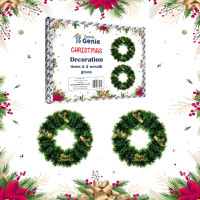 HOME GENIE Christmas Wreath for Door and Decoration | Wreath Rings for Decoration | Wreath Decoration for Xmas | Wreath Decoration Item - Pack of 2 (Green)