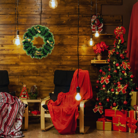 HOME GENIE Christmas Wreath for Door and Decoration | Wreath Rings for Decoration | Wreath Decoration for Xmas | Wreath Decoration Item - Pack of 2 (Green)