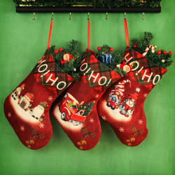TIED RIBBONS Christmas Decorations Items for Home - Big Size Christmas Stockings Pack of 3 Large Wall Door Living Room Xmas Tree Hanging Socks Ornament Props Gifts
