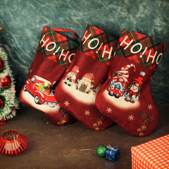 TIED RIBBONS Christmas Decorations Items for Home - Big Size Christmas Stockings Pack of 3 Large Wall Door Living Room Xmas Tree Hanging Socks Ornament Props Gifts