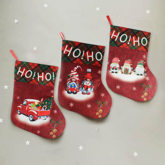 TIED RIBBONS Christmas Decorations Items for Home - Big Size Christmas Stockings Pack of 3 Large Wall Door Living Room Xmas Tree Hanging Socks Ornament Props Gifts