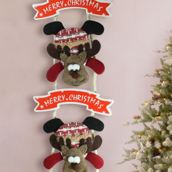 TIED RIBBONS Christmas Decorations Items For Home Main Door Wall Hanging Reindeer with Bells Decorative Ornament Props Xmas Tree Decor - Christmas Tree Decoration Items
