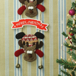 TIED RIBBONS Christmas Decorations Items For Home Main Door Wall Hanging Reindeer with Bells Decorative Ornament Props Xmas Tree Decor - Christmas Tree Decoration Items