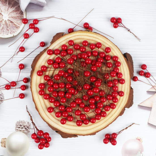 TIED RIBBONS 50 Pcs Christmas Artificial Red Berries Stems Decorations Items for Xmas Tree Wreath Garland Art and Craft Ornament Props - Christmas Decorations Items for Home