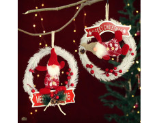 TIED RIBBONS Set of 2 Christmas Wreaths for Front Door Entrance Decoration Table Tree Wall Hanging Ornaments Xmas Artificial Pine Garland - Christmas Decorations Items for Home Office