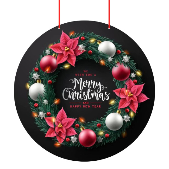 Webelkart® Premium Merry Christmas and Happy New Year Printed Wall Hanging/Front Door Hanging for Home and Christmas Decorations Items