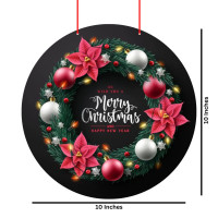 Webelkart® Premium Merry Christmas and Happy New Year Printed Wall Hanging/Front Door Hanging for Home and Christmas Decorations Items