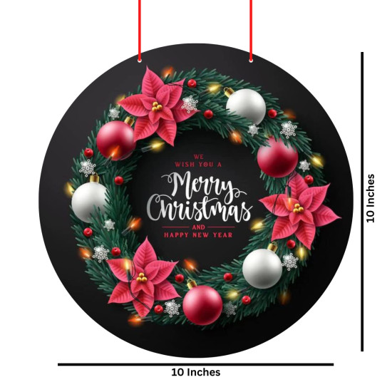 Webelkart® Premium Merry Christmas and Happy New Year Printed Wall Hanging/Front Door Hanging for Home and Christmas Decorations Items