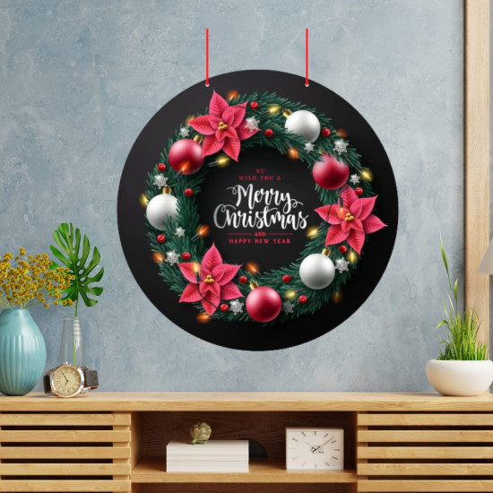 Webelkart® Premium Merry Christmas and Happy New Year Printed Wall Hanging/Front Door Hanging for Home and Christmas Decorations Items