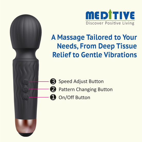 Meditive Body Massager for Full Body Pain Relief, Deep Tissue Massage Machine with Multiple Modes & Adjustable Speeds (Black)