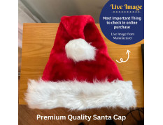 Indian Karigar Santa Cap Plush Fur Christmas Cap Unisex Santa Hat for Adult & Kids Comfortable Soft Free Size Santa Clause Hat Cap Christmas Decorations Items Christmas Decor Santa Caps Set of 1 Red