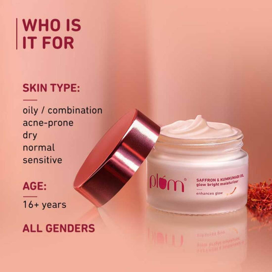 Plum Saffron & Kumkumadi Oil SPF 35 Daily Glow Bright Moisturizing Cream 50g | Quick-Absorbing Day Cream to Brighten Skin, Enhance Glow | UVA/UVB Protection | All Skin Types | Women & Men