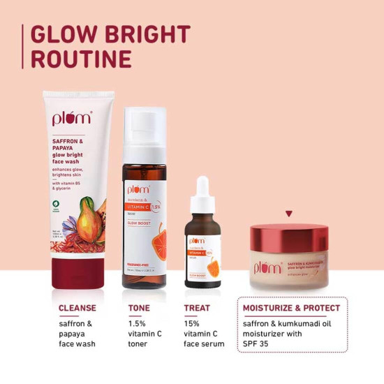 Plum Saffron & Kumkumadi Oil SPF 35 Daily Glow Bright Moisturizing Cream 50g | Quick-Absorbing Day Cream to Brighten Skin, Enhance Glow | UVA/UVB Protection | All Skin Types | Women & Men