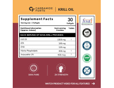 Carbamide Forte Antarctic Krill Oil Capsules 1000mg with Marine Phospholipids & 2% Astaxanthin | 100% Pure Krill Oil Omega 3 300mg Capsules for Heart, Brain, Joint, Eye & Skin Health - 30 Krill Oil Softgels