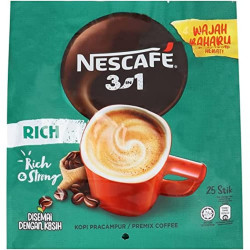 Nescafe 3 In1 Rich Premix Coffee 25 Sticks 450G, Bag