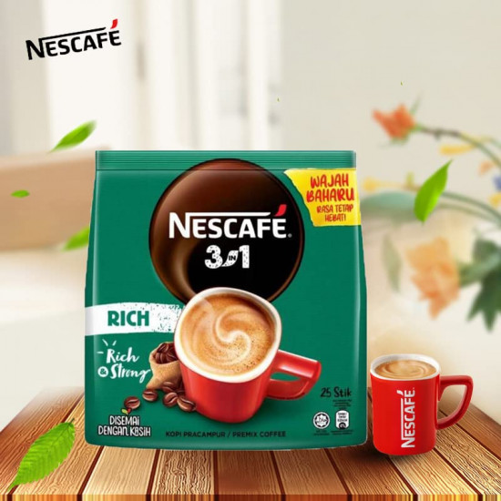 Nescafe 3 In1 Rich Premix Coffee 25 Sticks 450G, Bag