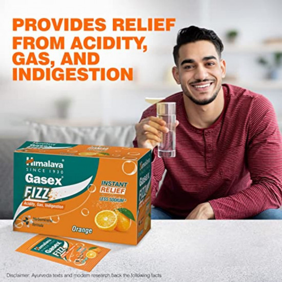 Himalaya GASEX FIZZ Instant relief from acidity Fast relief from gas, indigestion(Orange) (Pack of 25)