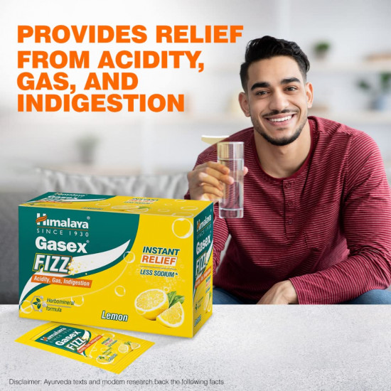 Himalaya GASEX FIZZ Instant relief from acidity Fast relief from gas, indigestion(Lemon) (Pack of 25)