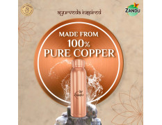 Zandu Copper Bottle (950ml): 100% Pure Copper |BPA Free Water Bottle | Copper Infused Water | Leak Proof | Office Bottle | Boosts Immunity| Supports Digestive & Liver Health | Ayurveda Inspired