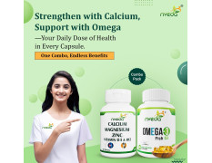 Nveda Omega 3 Fish Oil Capsules + Calcium Tablets Combo for Men & Women | Omega 3 Supplement with Calcium, Magnesium, Zinc, Vitamin D3 & B12 | Supports Heart, Brain, Eye, Immunity, Bone & Joint Health | 60 Capsules + 60 Tablets