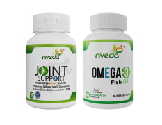 Nveda Omega 3 Fish Oil Capsules & Joint Support Tablets Combo for Men & Women | Omega 3 Supplement with Collagen Type 2, Glucosamine, MSM & Calcium | Joint Pain Relief, Bone Strength, Arthritis & Heart Health Support | 60 Capsules