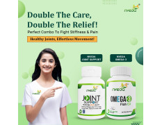 Nveda Omega 3 Fish Oil Capsules & Joint Support Tablets Combo for Men & Women | Omega 3 Supplement with Collagen Type 2, Glucosamine, MSM & Calcium | Joint Pain Relief, Bone Strength, Arthritis & Heart Health Support | 60 Capsules