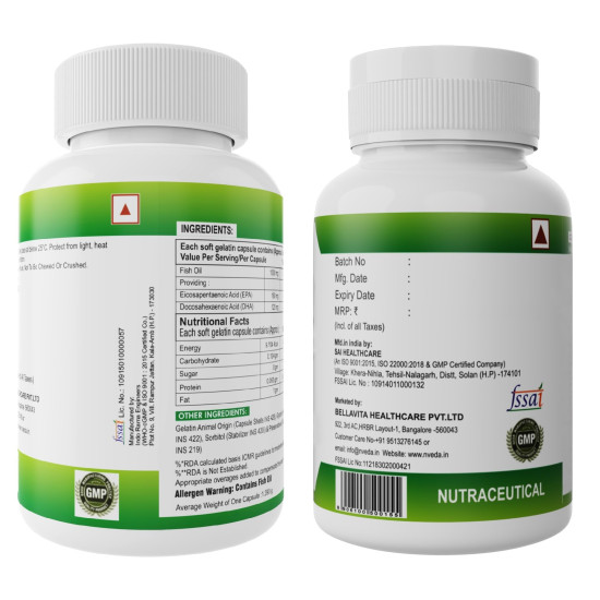 Nveda Omega 3 Fish Oil Capsules & Joint Support Tablets Combo for Men & Women | Omega 3 Supplement with Collagen Type 2, Glucosamine, MSM & Calcium | Joint Pain Relief, Bone Strength, Arthritis & Heart Health Support | 60 Capsules