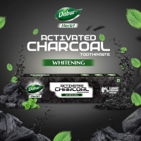DABUR Herb'L Activated Charcoal Toothpaste-480G (120G X 4,Pack Of 4)|Black Gel|Whitening Toothpaste|Fluoride Free|Fights Plaque&Extrinsic Stains|With Power Of Mint|Cool&Refreshing Mouth Experience