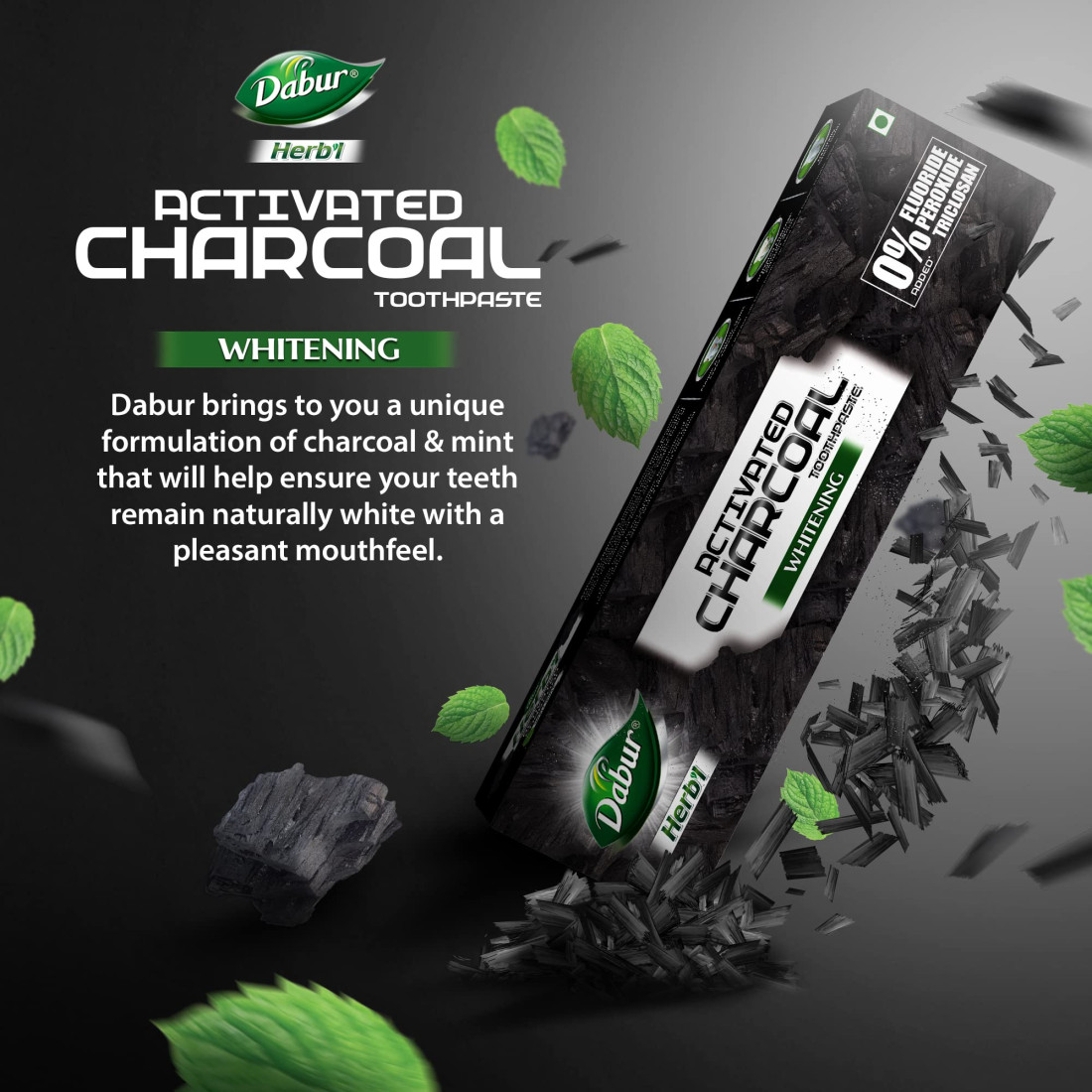 DABUR Herb'L Activated Charcoal Toothpaste-480G (120G X 4,Pack Of 4 ...