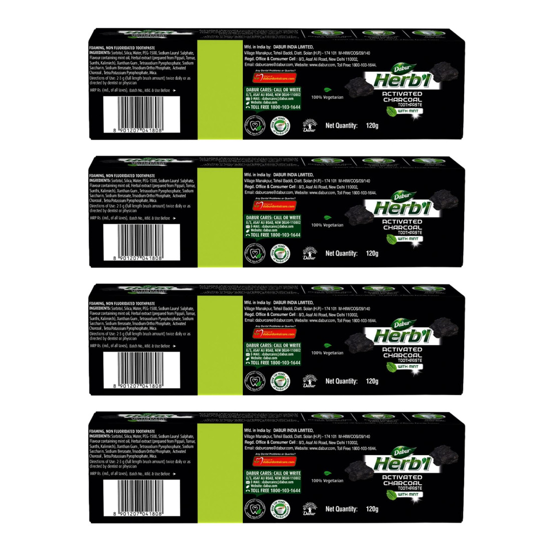 DABUR Herb'L Activated Charcoal Toothpaste-480G (120G X 4,Pack Of 4 ...