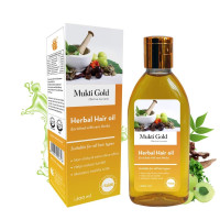 Axiom Mukti Gold Herbal Hair Oil - 200mL | Helps to prevent Hairfall & Dandruff | Enriched with the Ingredients of Almond, Rose, Neem, Lemon | 100% Natural Herbal Hair Oil | Certified Product