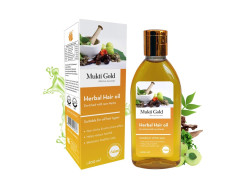 Axiom Mukti Gold Herbal Hair Oil - 200mL | Helps to prevent Hairfall & Dandruff | Enriched with the Ingredients of Almond, Rose, Neem, Lemon | 100% Natural Herbal Hair Oil | Certified Product