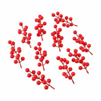 CraftVatika Christmas Tree Decoration Ornaments Items, Fake Red Berry Cherry Hanging Ornaments for Xmas Tree, Christmas Decoration, Artificial Red Cherry Stems, Home Office, Door (10 Pieces)