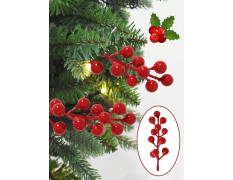 CraftVatika Christmas Tree Decoration Ornaments Items, Fake Red Berry Cherry Hanging Ornaments for Xmas Tree, Christmas Decoration, Artificial Red Cherry Stems, Home Office, Door (10 Pieces)