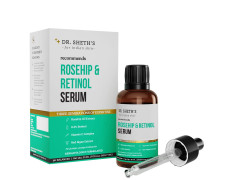 Dr. Sheth's Rosehip & Retinol Serum with Rosehip Oil Extract and 0.3% Retinol | Retinol serum for face | Anti Ageing, Reduces fine lines & wrinkles | For Men & Women | For All Skin Types |30ml